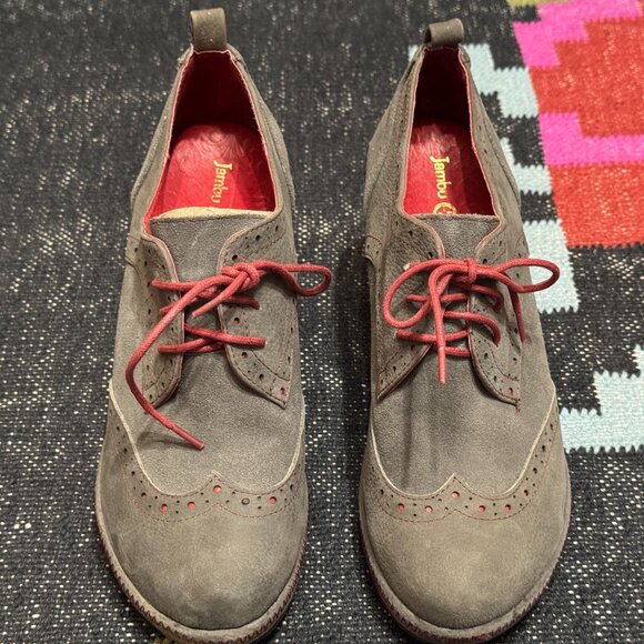 JAMBU Seattle Lace-Up Wing Tipped Heeled Oxford, Dark Charcoal/Red Accents, 9.5 - Picture 8 of 15